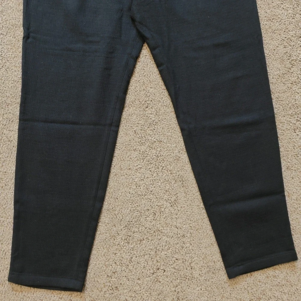 COS Mens Black Pleated Tapered Wool Trousers Pants 32R Textured Mid-Weight